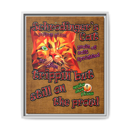 schrodinger's cat - framed canvas art (brown papyrus)