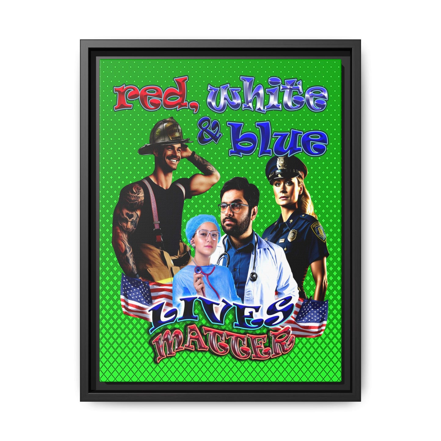 rw&b lives matter - framed canvas art (logo green)