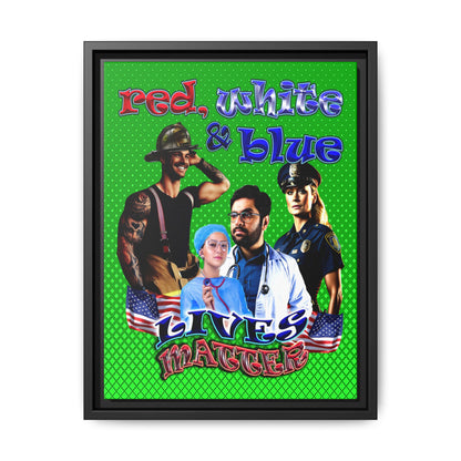 rw&b lives matter - framed canvas art (logo green)