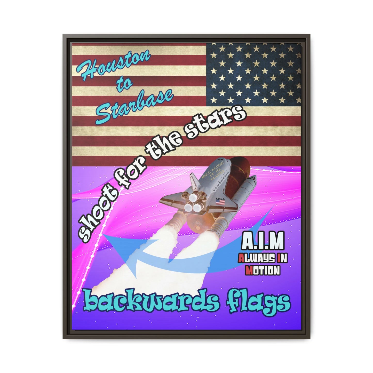 shoot for the stars - framed canvas art (purple-pink wave)