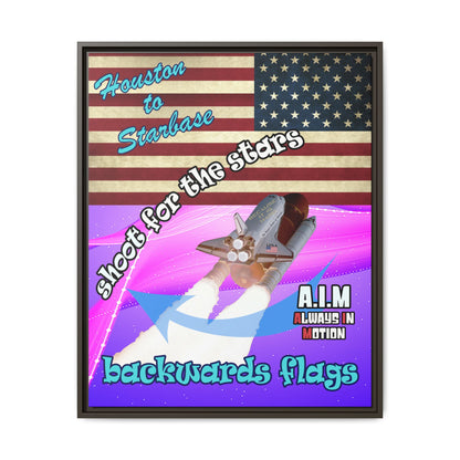 shoot for the stars - framed canvas art (purple-pink wave)