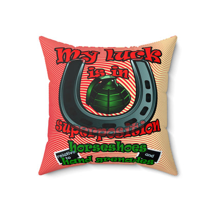 my luck - Spun Polyester Square Pillow - (yellow-orange wave)