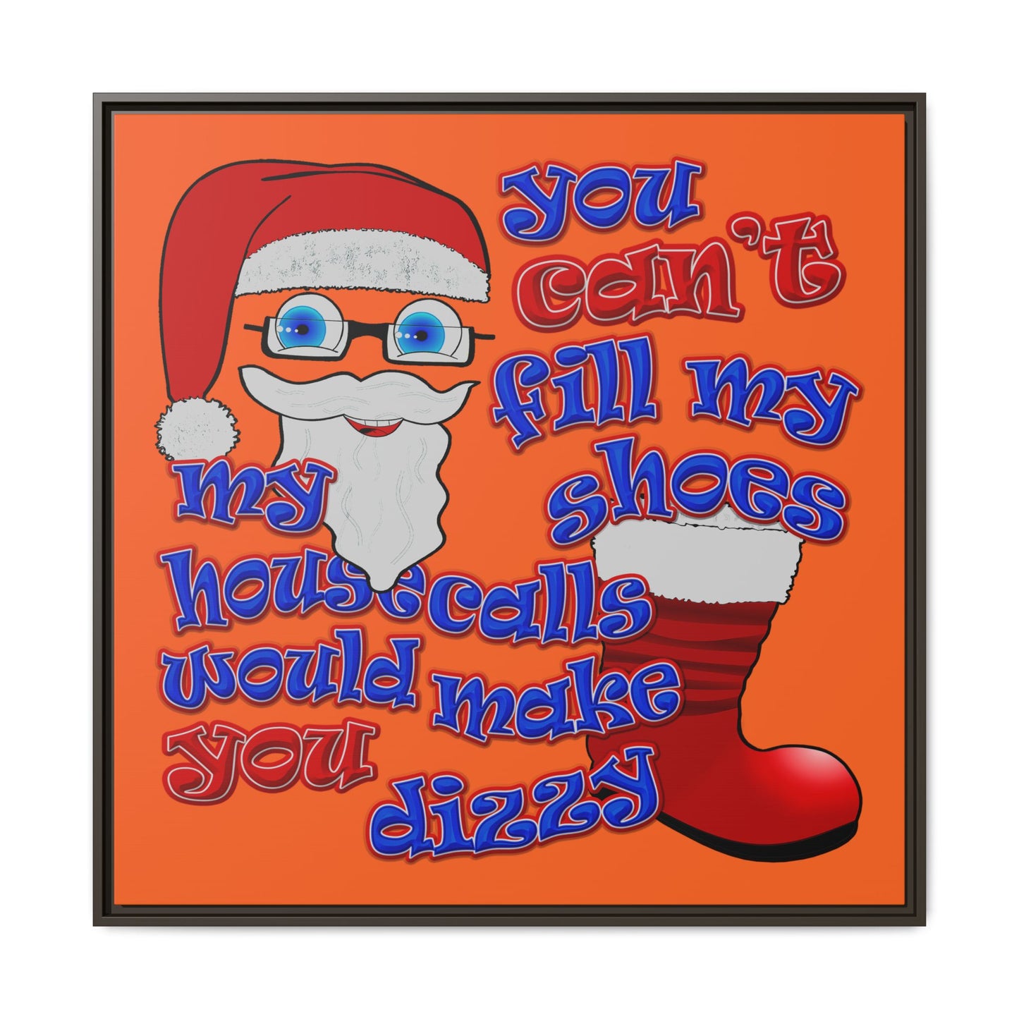 santa's shoes - framed canvas art (orange)