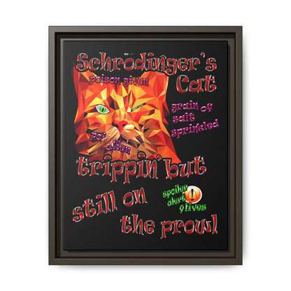 schrodinger's cat - framed canvas art (black)