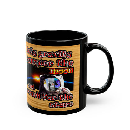 defy conquer reach - Black Mug (butterscotch wood finish)