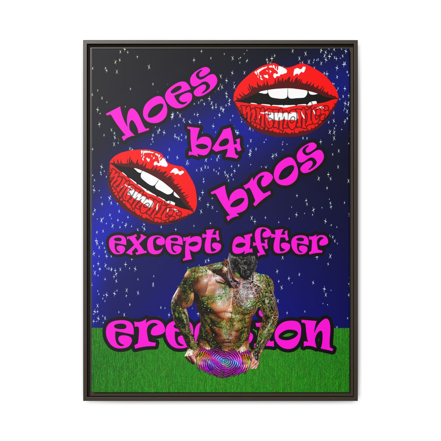 hoes b4 bros - framed canvas art ('snoops' background)