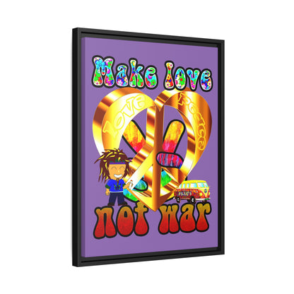 love peace - framed canvas art (light purple)