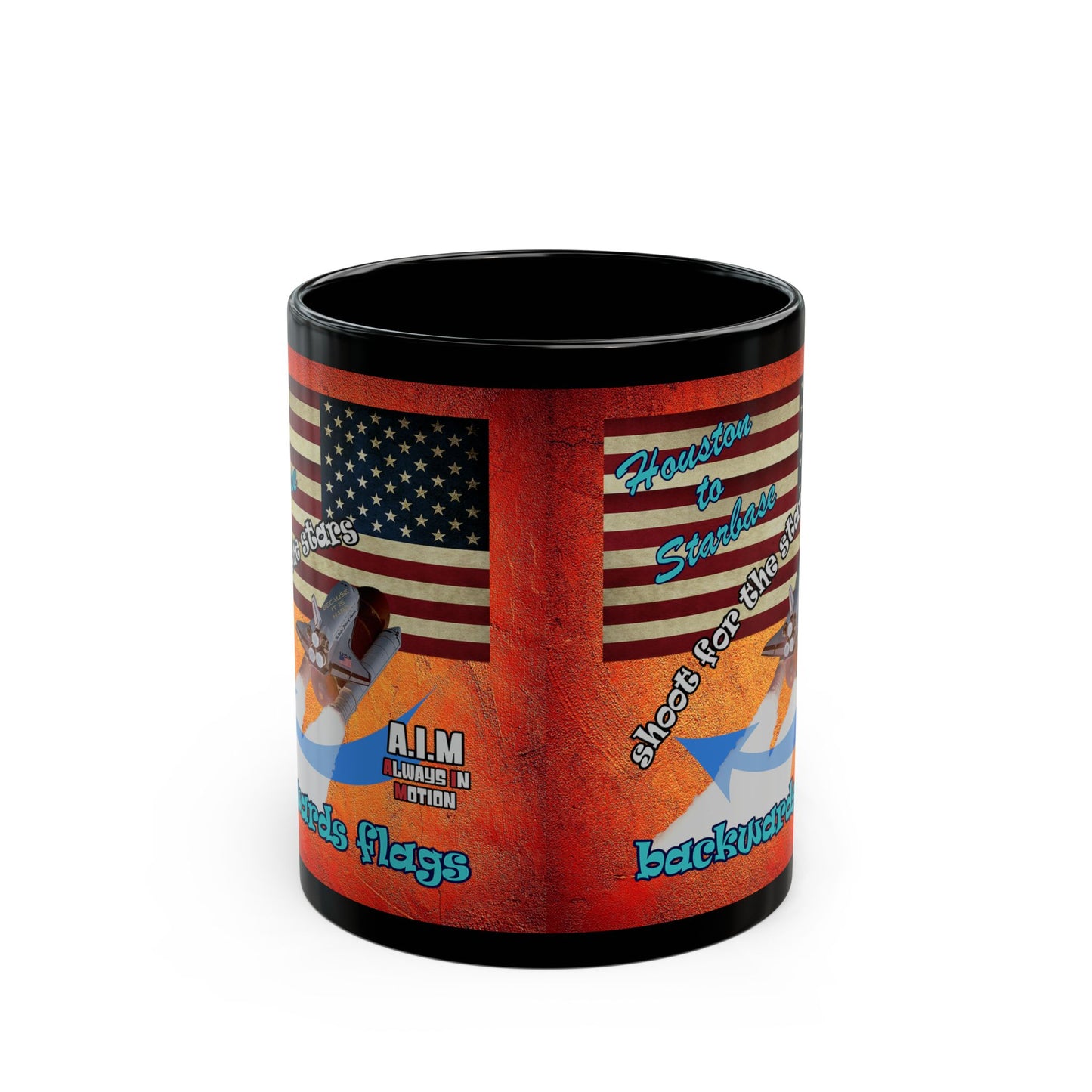shoot for the stars - Black Mug (burnt orange)