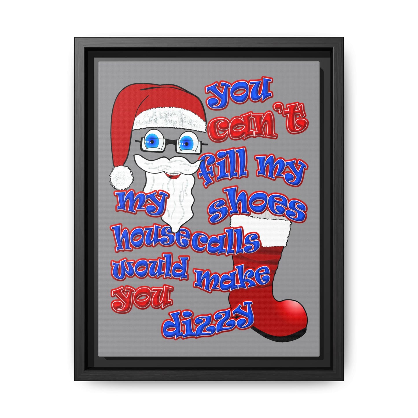 santa's shoes - framed canvas art (grey)