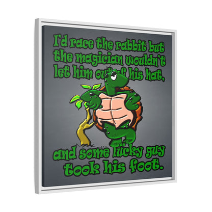 turtle race - framed canvas art (grey-light grey)
