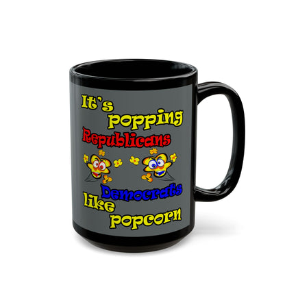 popping like popcorn - Black Mug (dark grey)