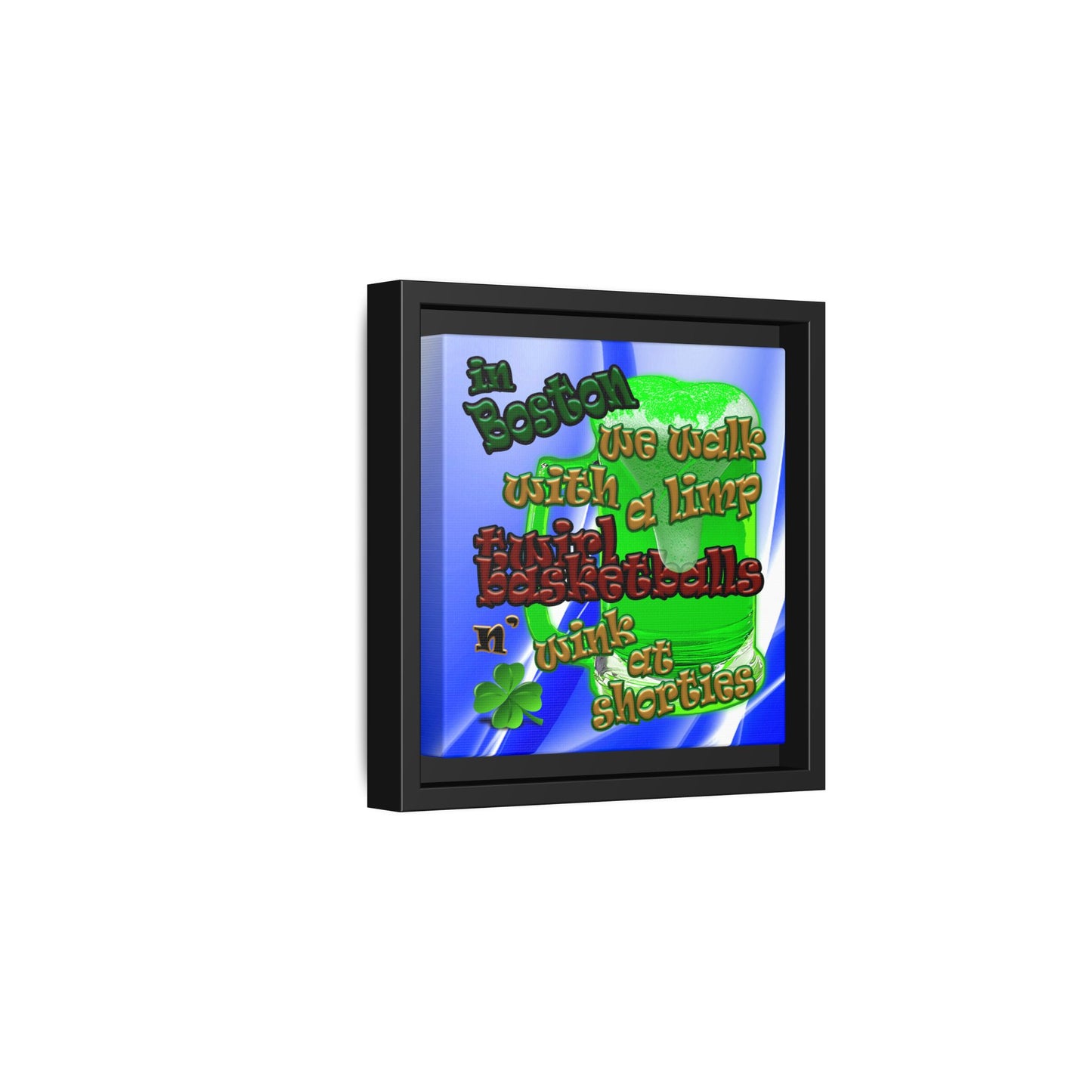 celtics logo - framed canvas art (blue-white wave)