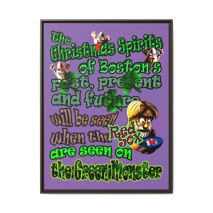 christmas spirits of boston - framed canvas art (light purple)