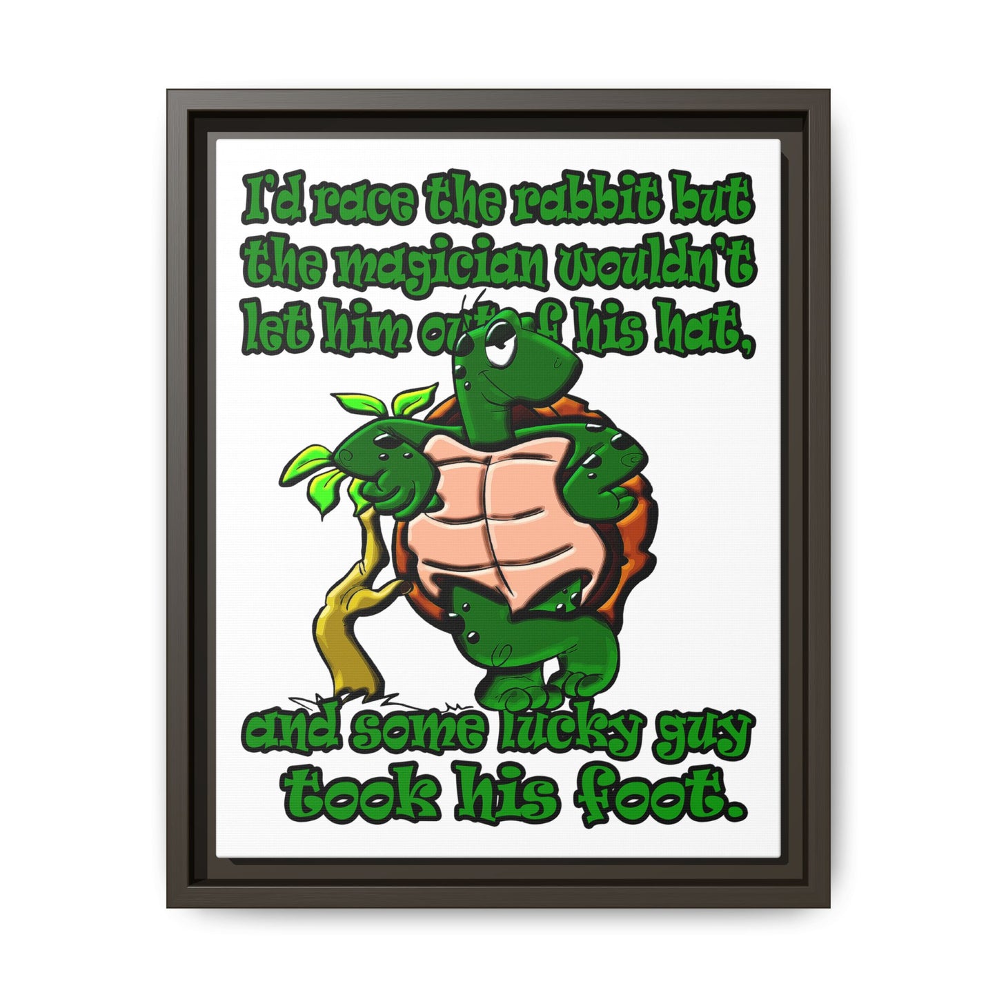 turtle race - framed canvas art (white)