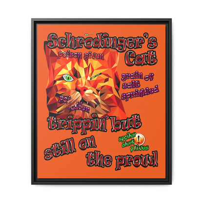 schrodinger's cat - framed canvas art (orange)