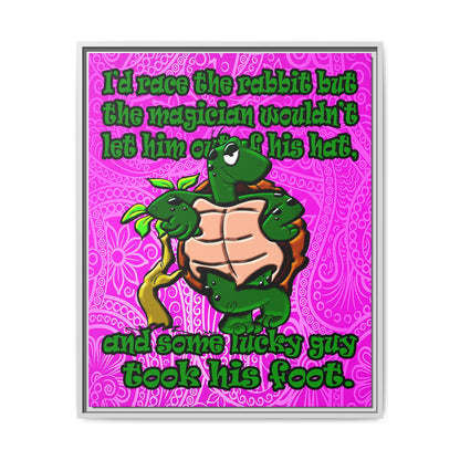 turtle race - framed canvas art (pink swirl)