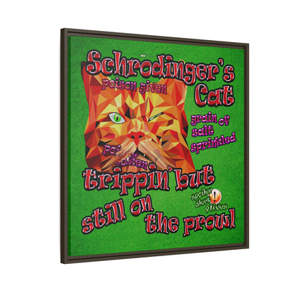 schrodinger's cat - framed canvas art (green turf)