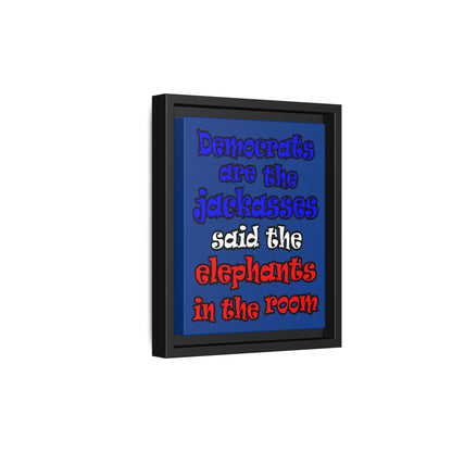 donkeys and elephants - framed canvas art (dark blue)