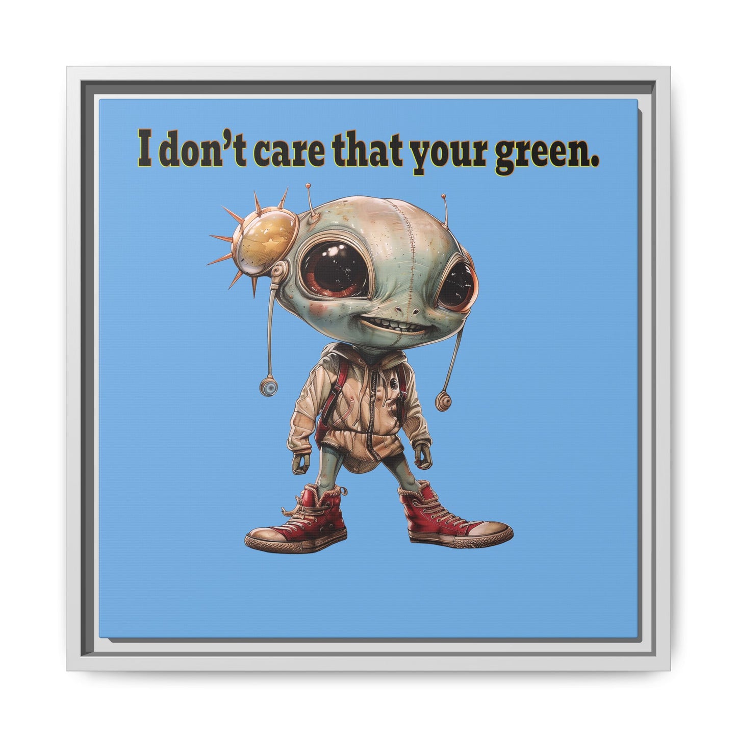 I don't care that your green - framed canvas art (light blue)