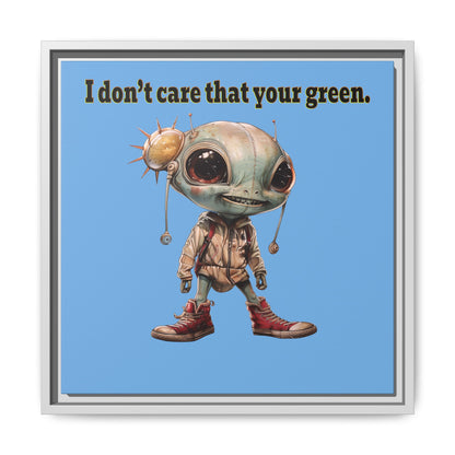 I don't care that your green - framed canvas art (light blue)