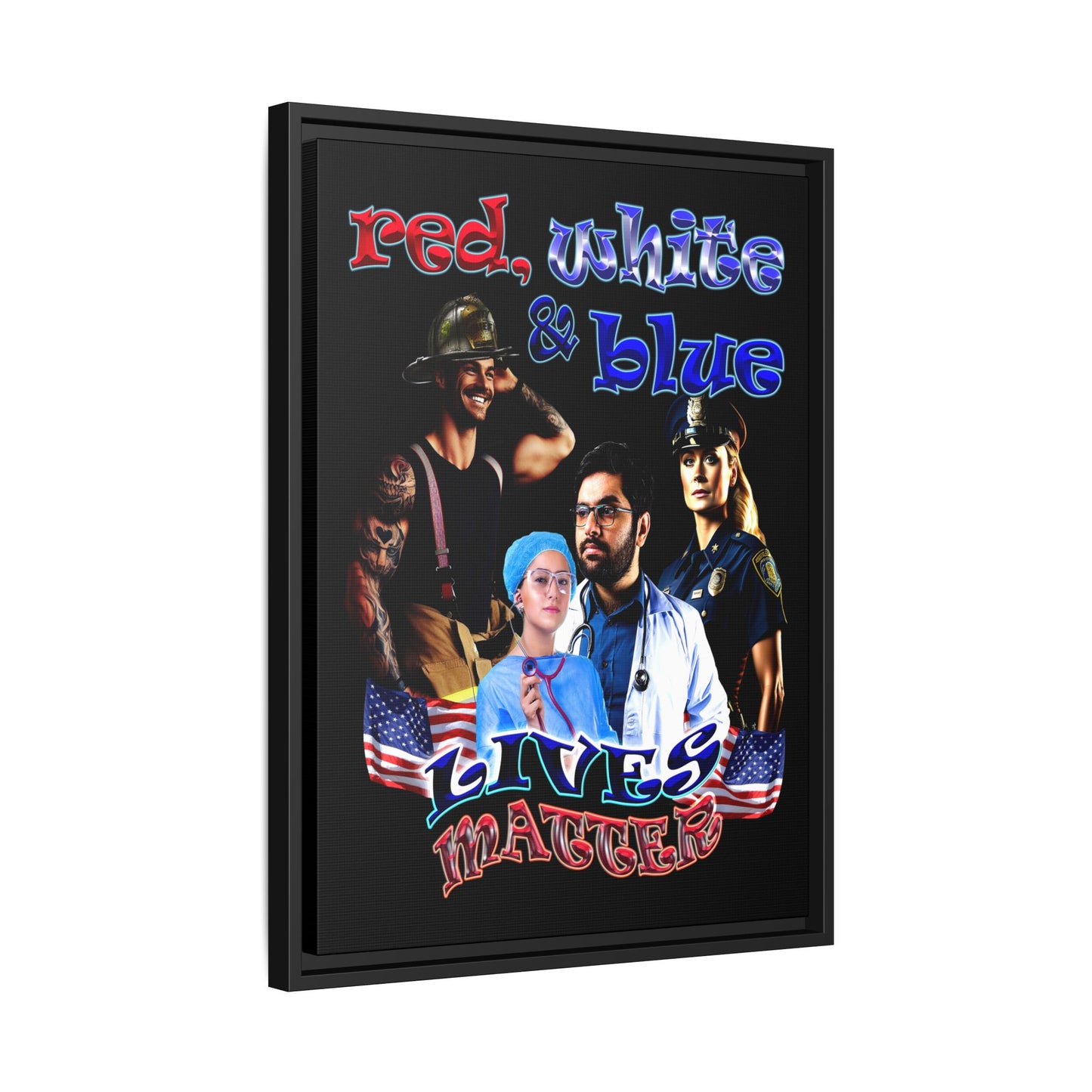 rw&b lives matter - framed canvas art (black)