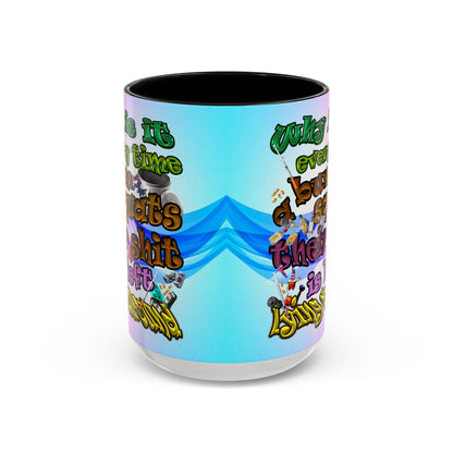 the bum's shit - Accent Mug (light blue-pink wave)