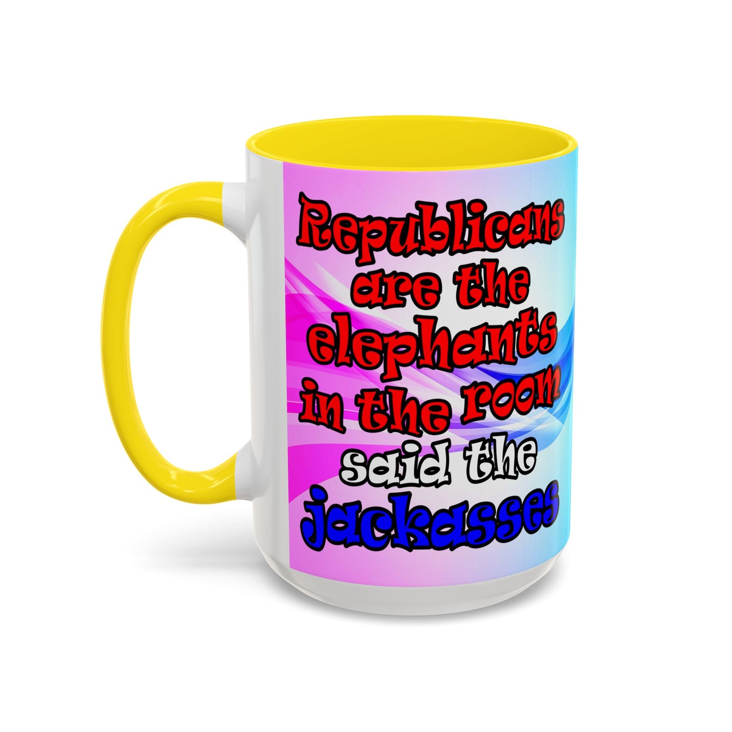 donkeys and elephants - Accent Mug (light blue-pink wave)