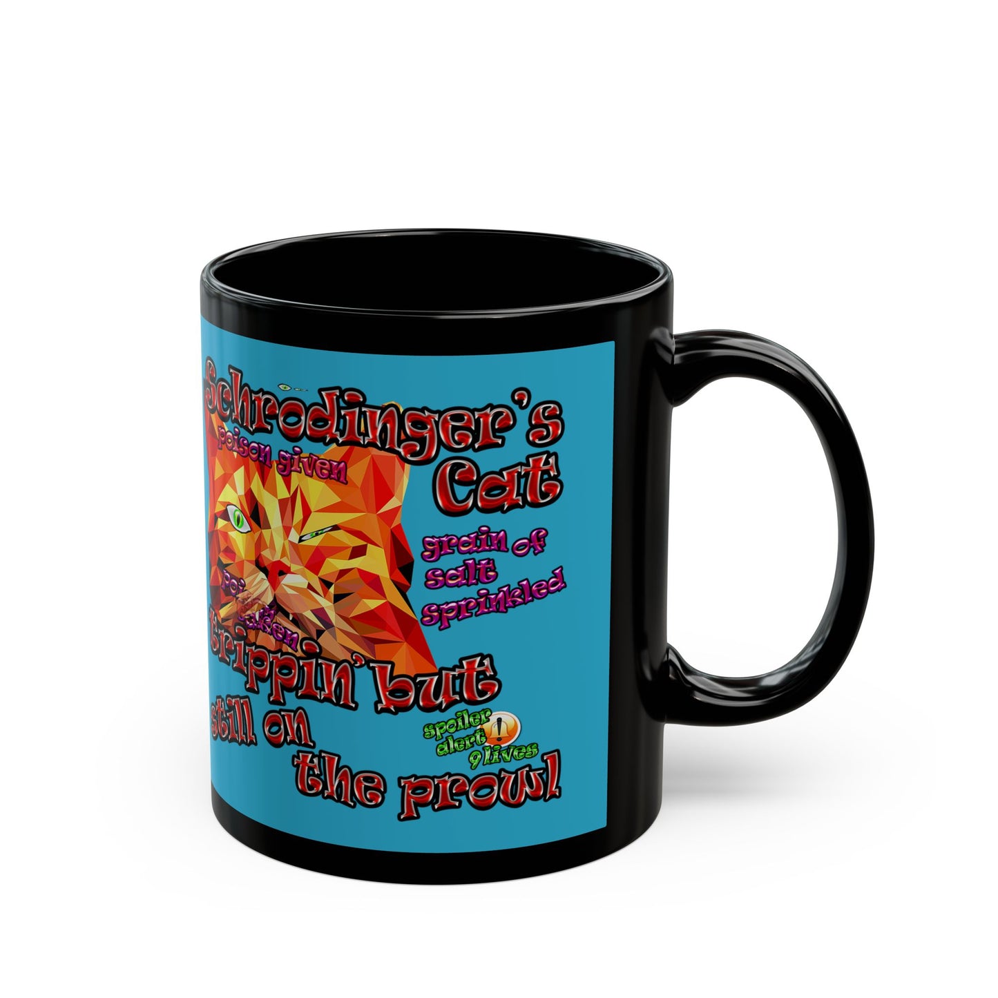 schrodinger's cat - Black Mug (turquoise)