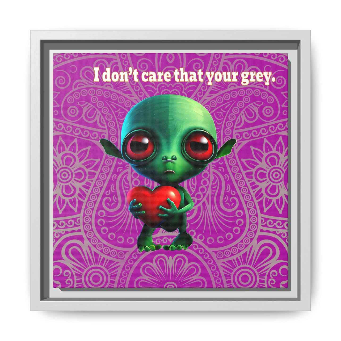 I don't care that your grey - framed canvas art (pink swirl)