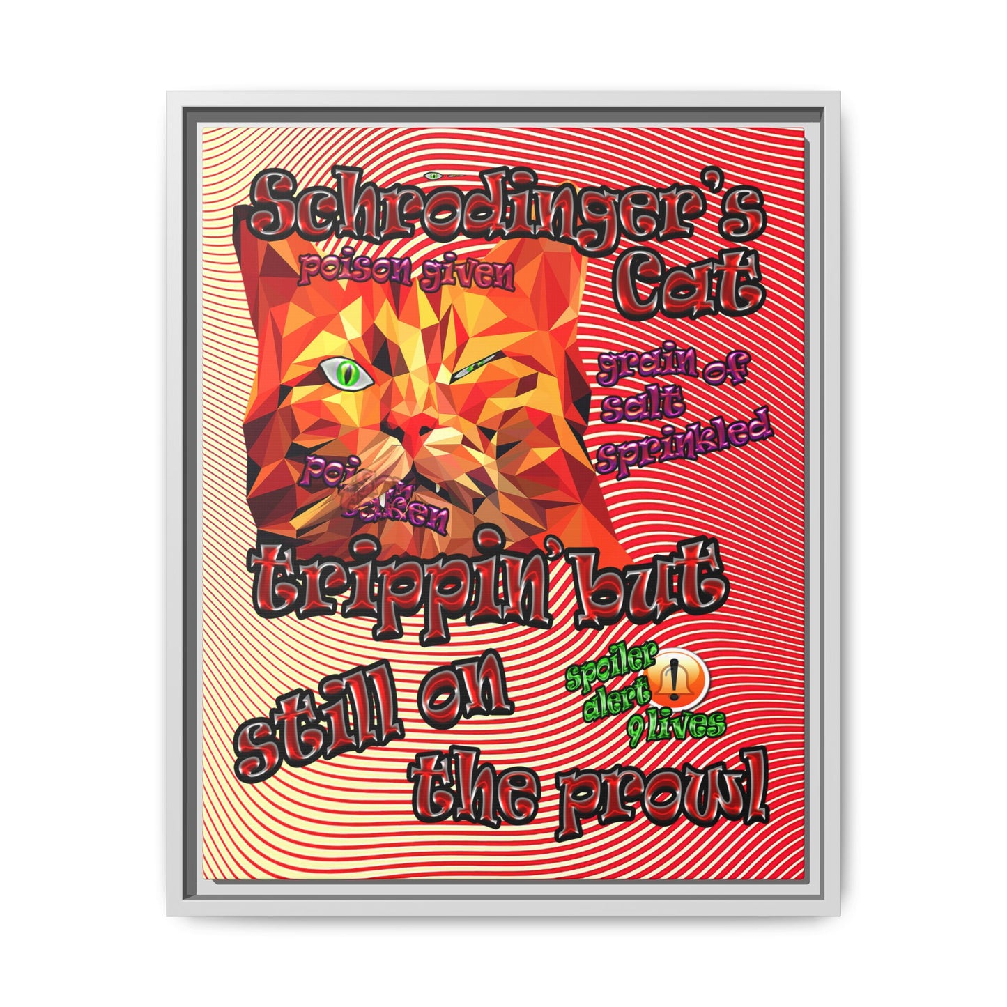 schrodinger's cat - framed canvas art (yellow-orange wave)