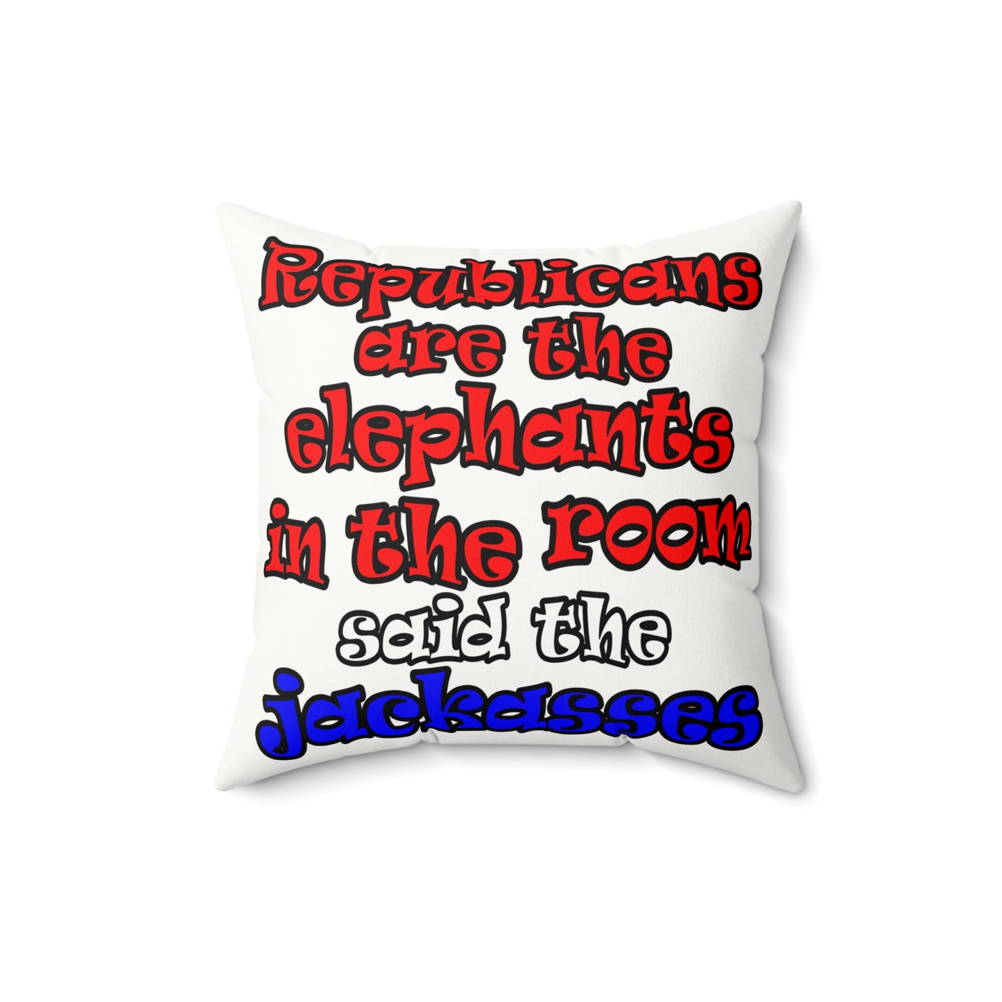 donkeys and elephants - Faux Suede Square Pillow - (white)
