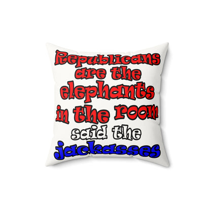 donkeys and elephants - Faux Suede Square Pillow - (white)