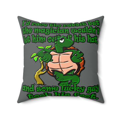 turtle race - Faux Suede Square Pillow - (dark grey)