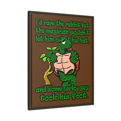 turtle race - framed canvas art (brown)