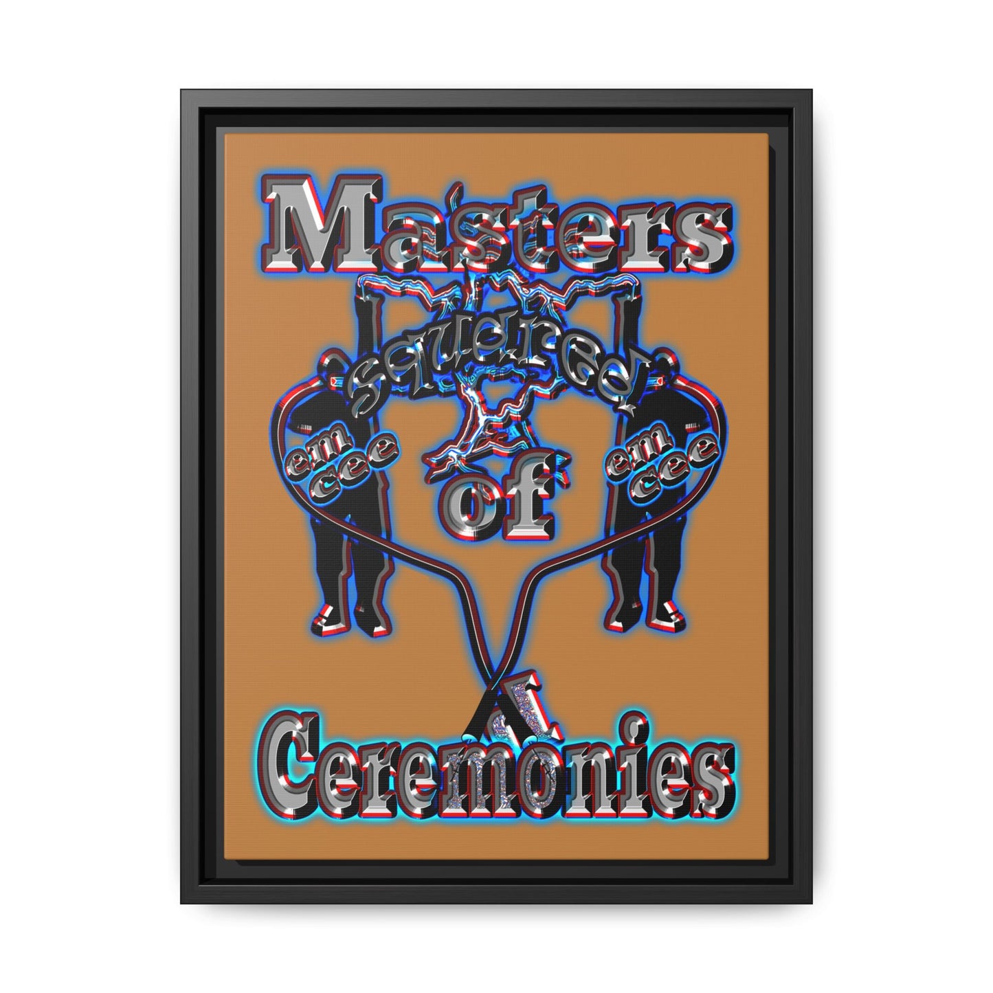 em cee squared - framed canvas art (light brown)