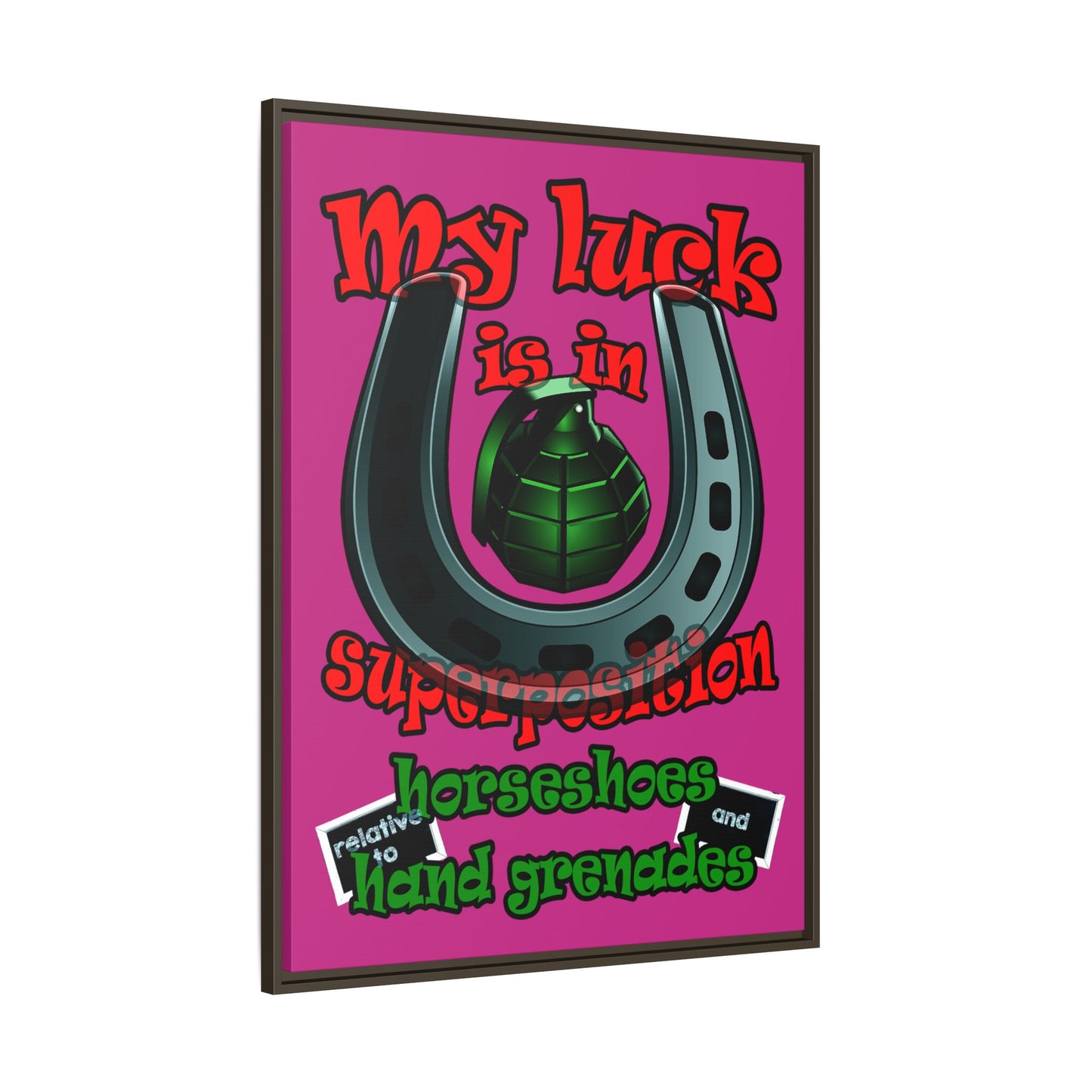my luck - framed canvas art (pink)