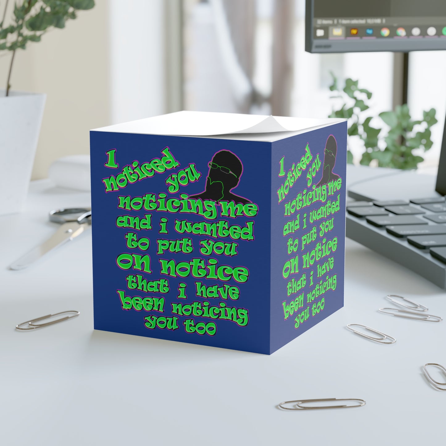 noticed you noticing - note cube (dark blue)