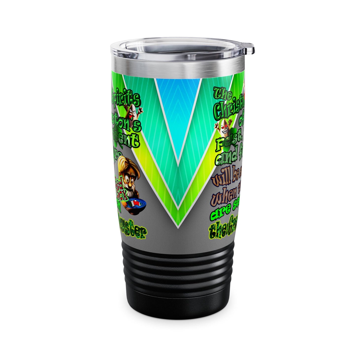 christmas spirits of boston - Ringneck Tumbler, 20oz (rainbow split)