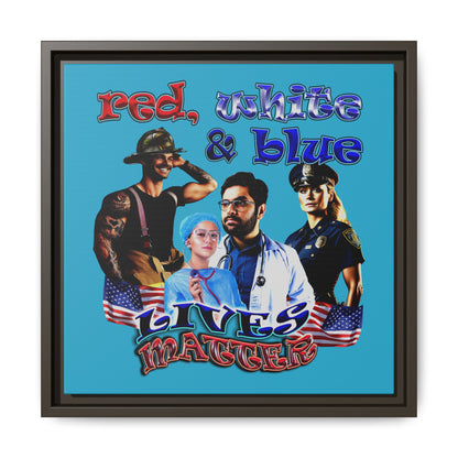 rw&b lives matter - framed canvas art (turquoise)