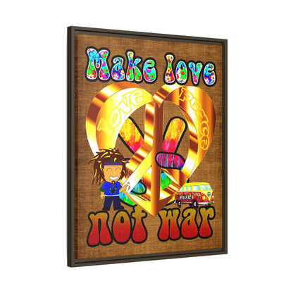 love peace - framed canvas art (brown papyrus)