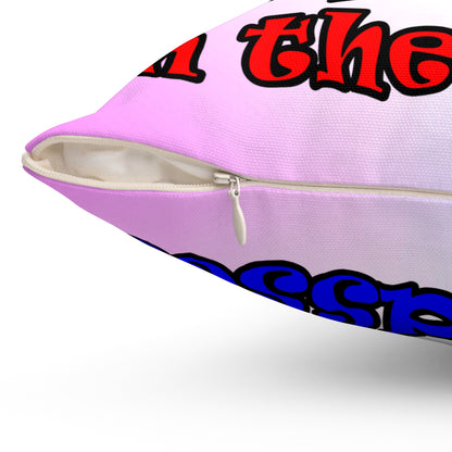 donkeys and elephants - Spun Polyester Square Pillow - (light blue-pink wave)