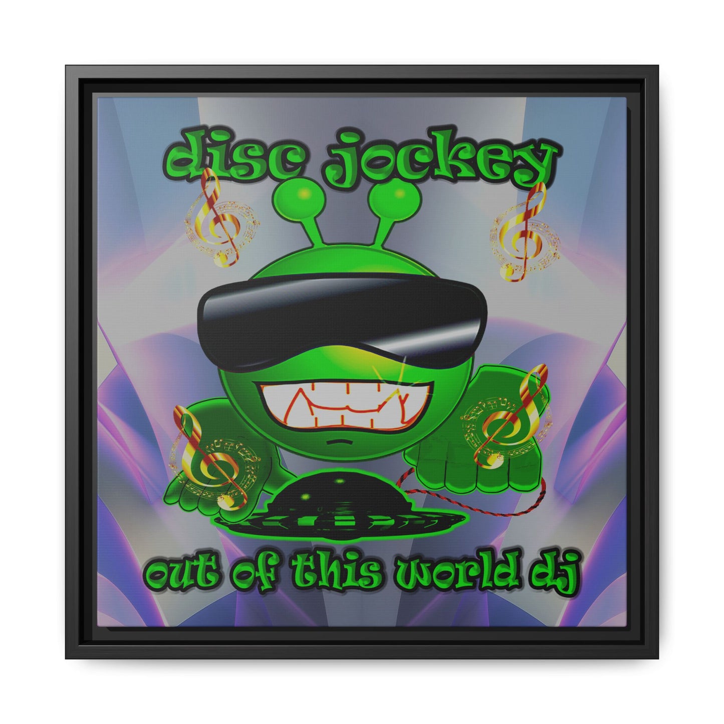 disc jockey - framed canvas art (grey-pink wave)