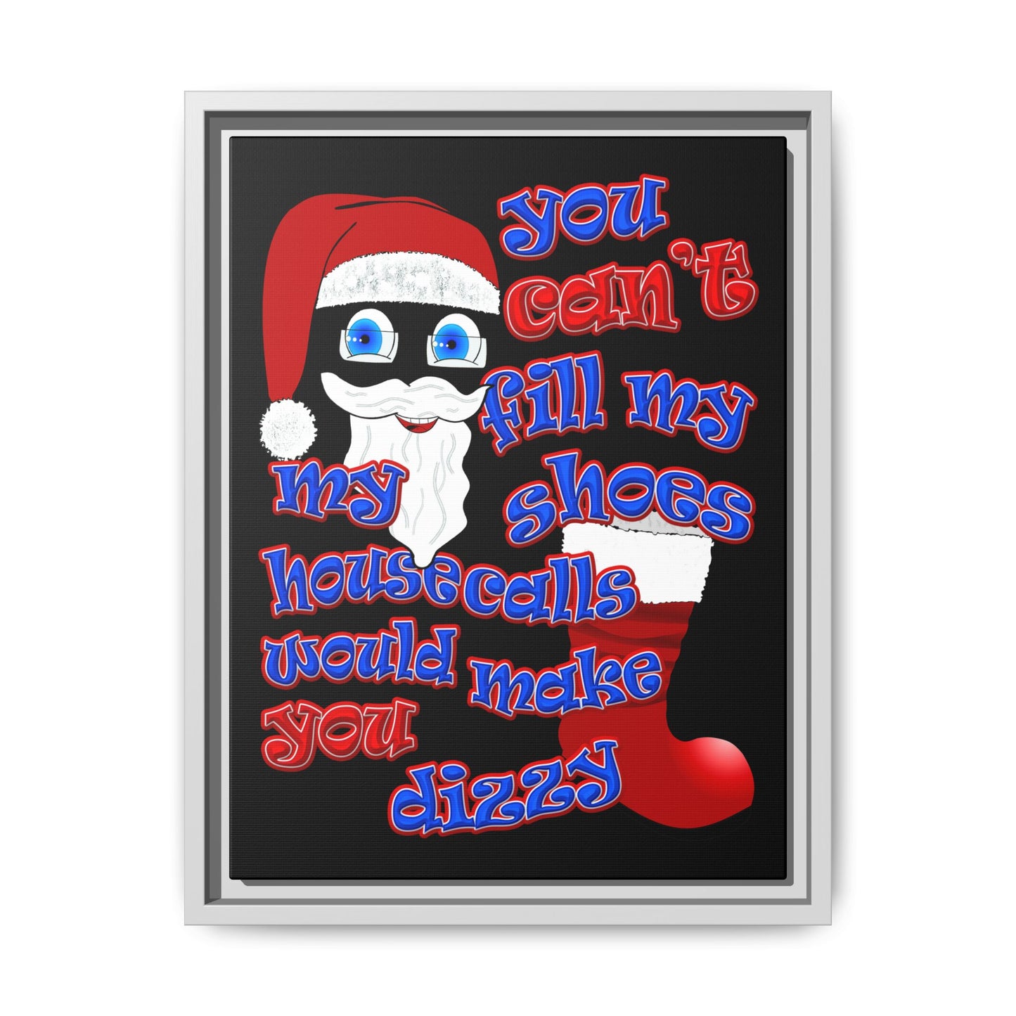 santa's shoes - framed canvas art (black)