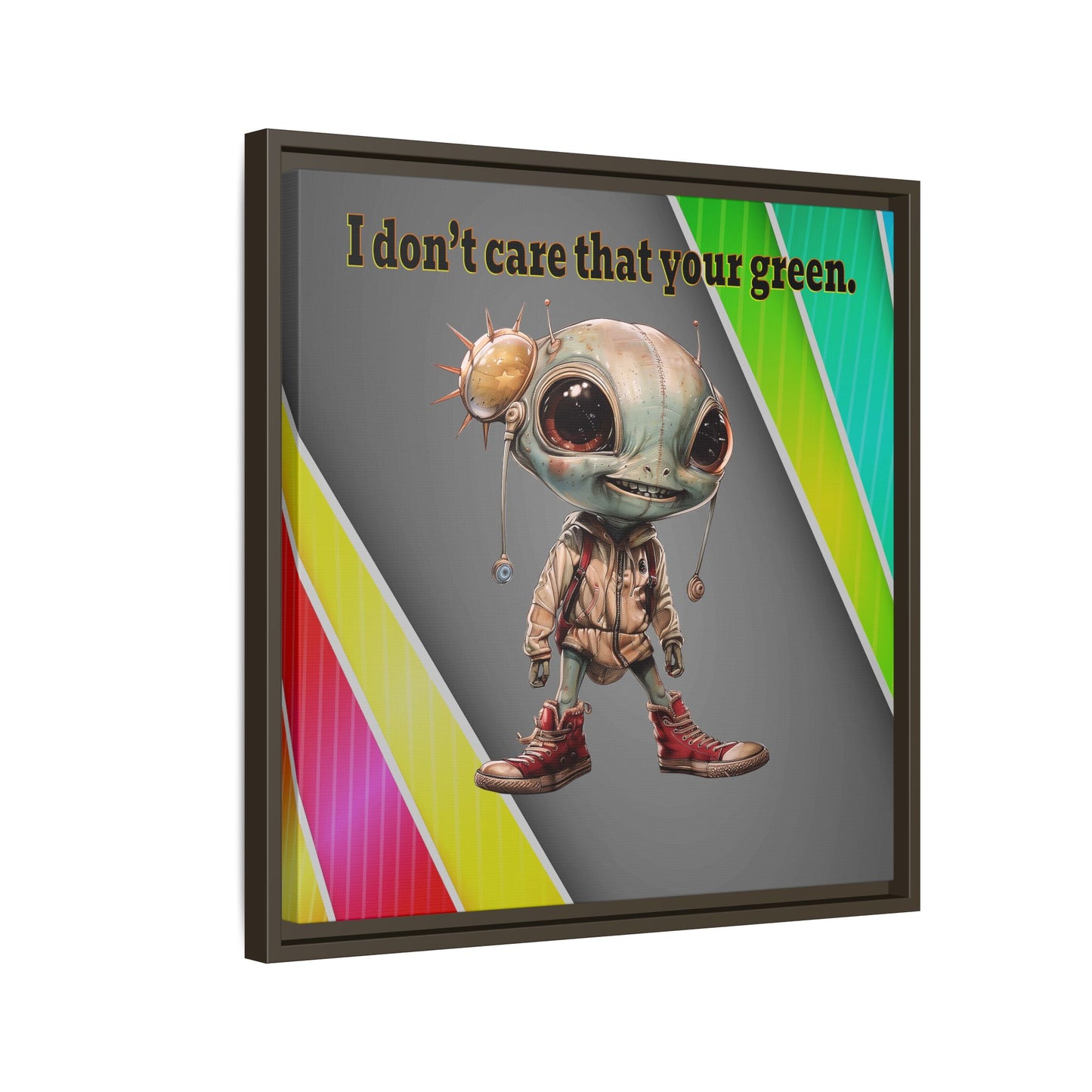 I don't care that your green - framed canvas art (rainbow split)