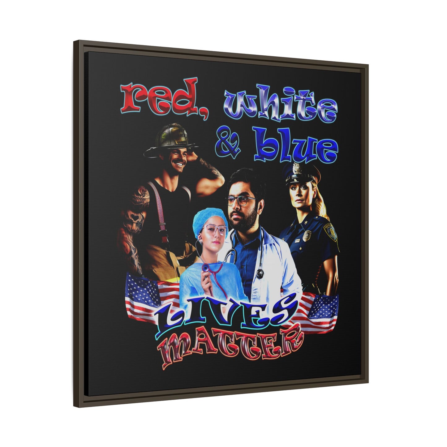 rw&b lives matter - framed canvas art (black)