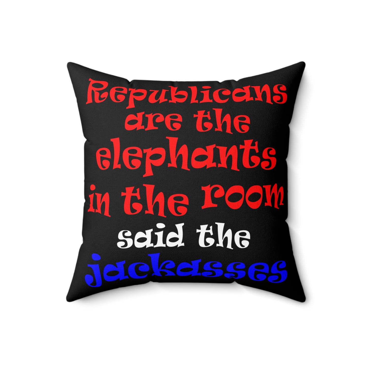 donkeys and elephants - Spun Polyester Square Pillow - (black)