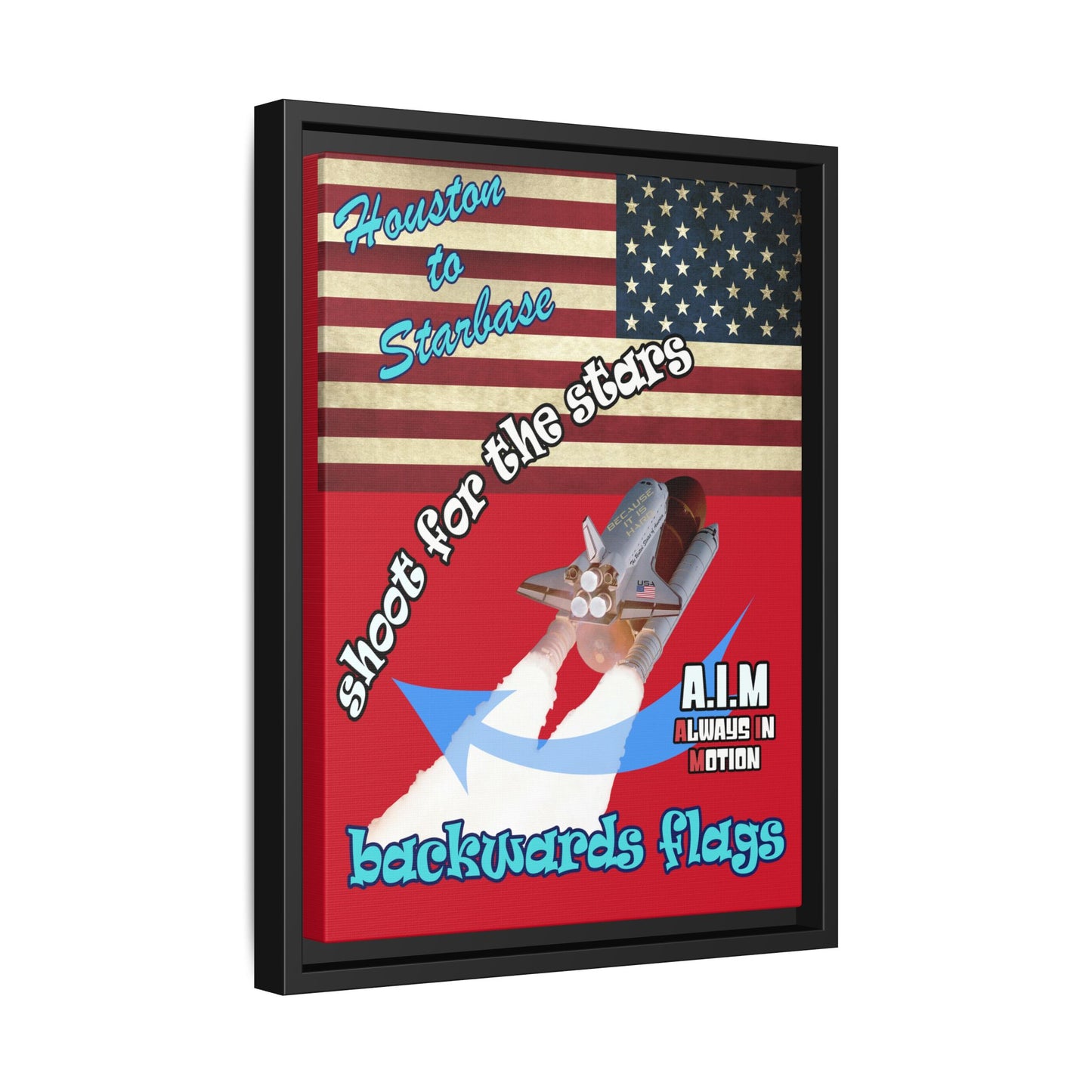 shoot for the stars - framed canvas art (dark red)