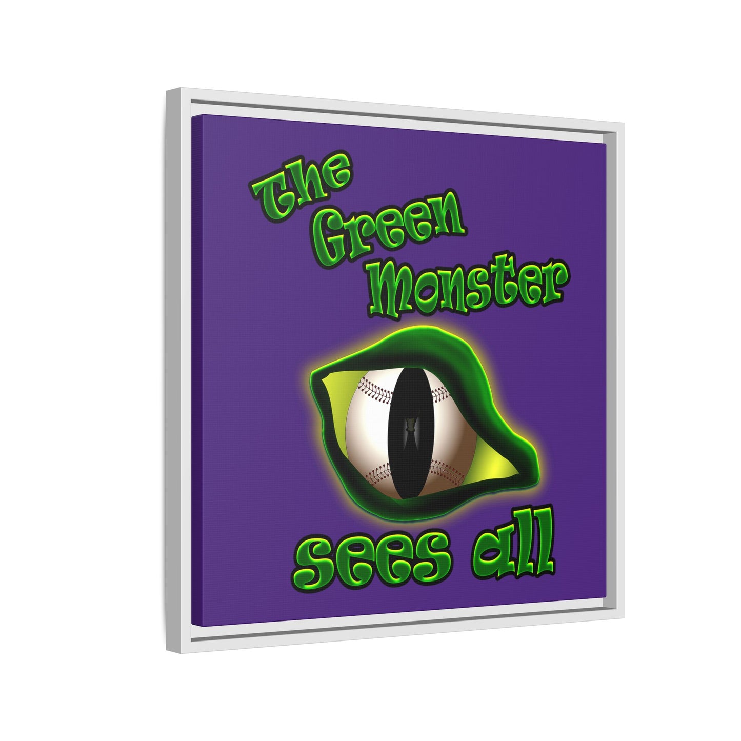 green monster - framed canvas art (purple)