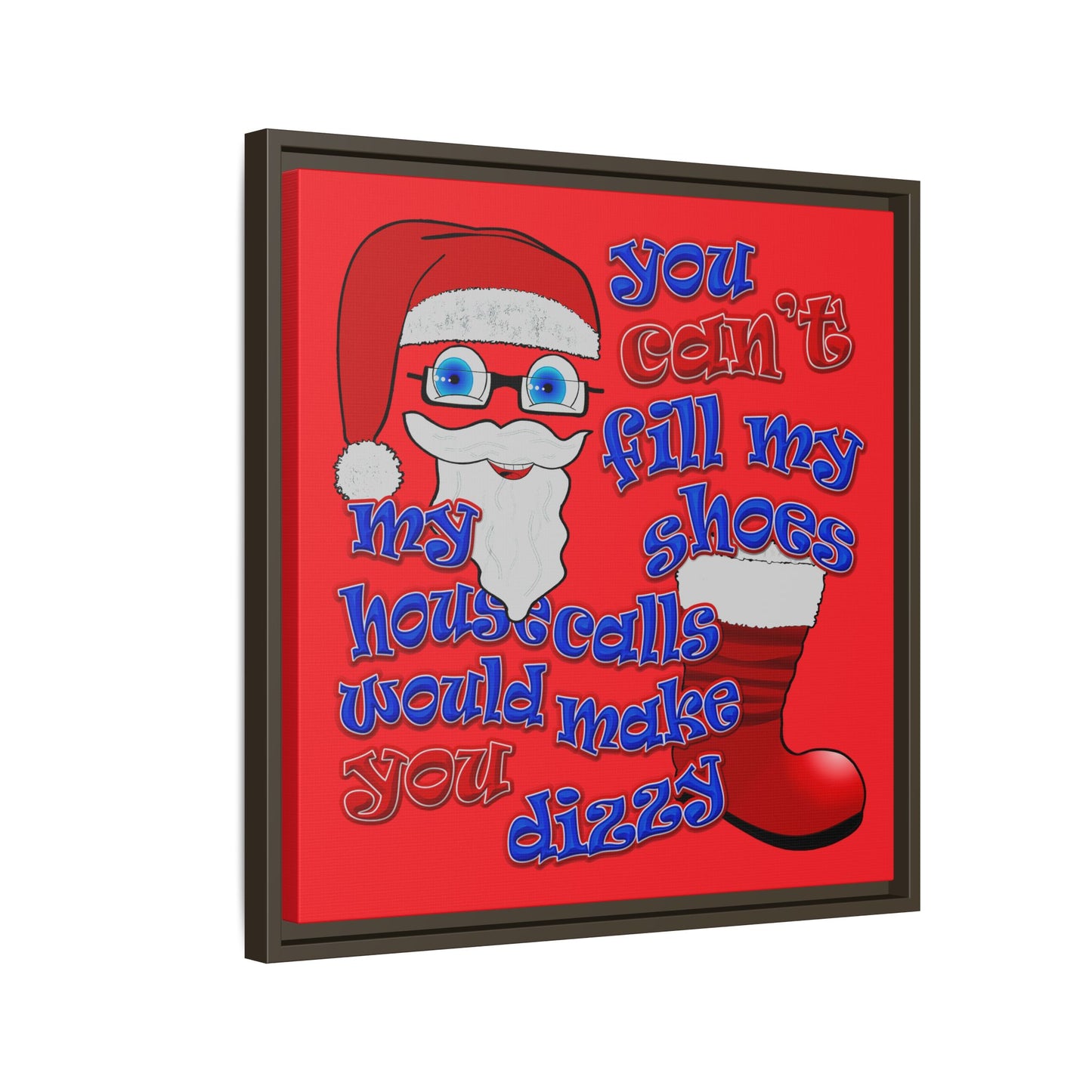 santa's shoes - framed canvas art (red)