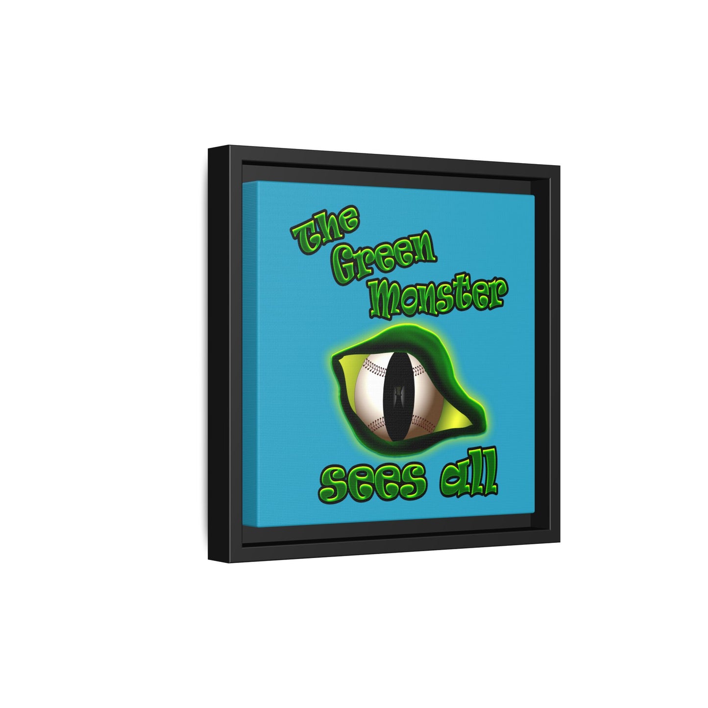 green monster - framed canvas art (turquoise)